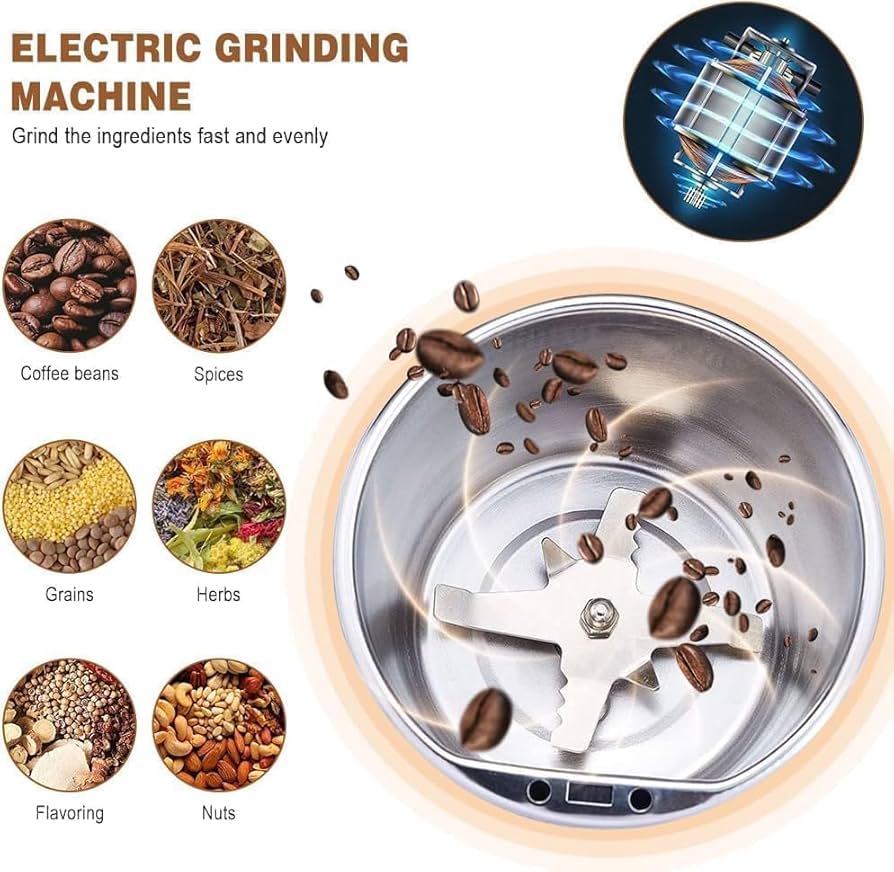 ZYVON Portable Electric Coffee Grinder Spice & Coffee Bean Grinder Stainless