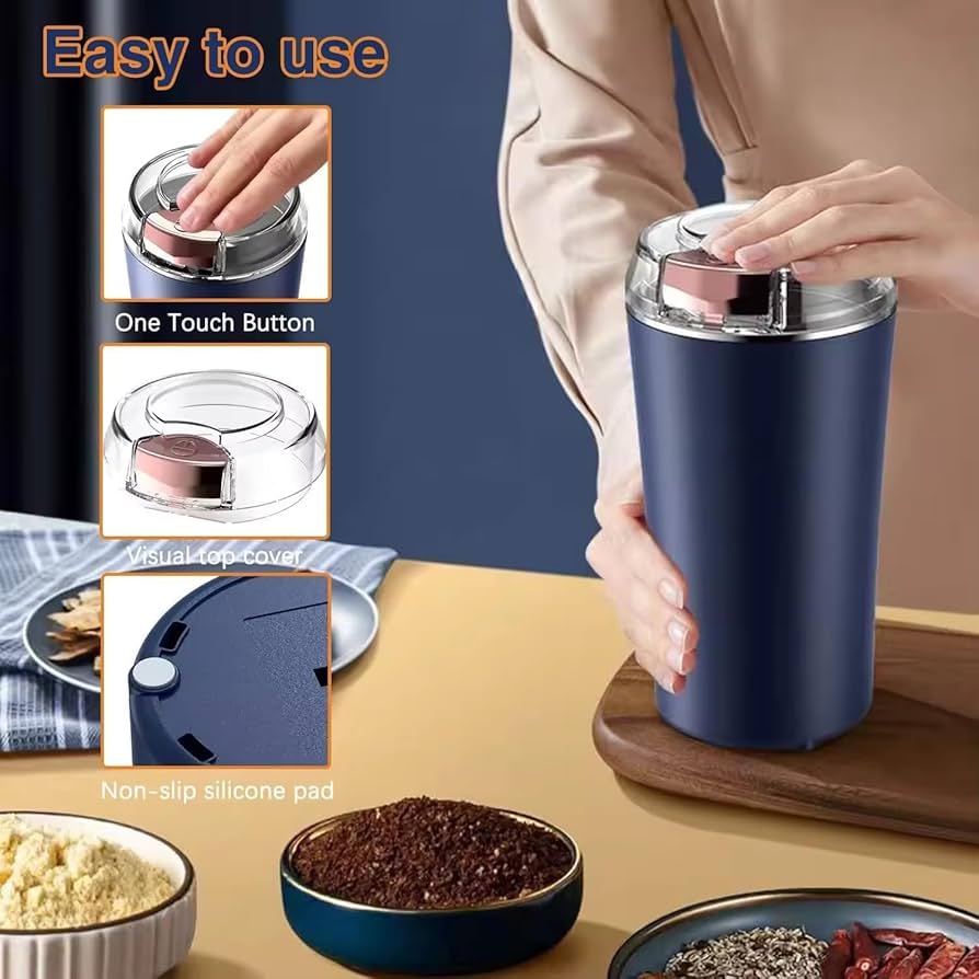 ZYVON Portable Electric Coffee Grinder Spice & Coffee Bean Grinder Stainless